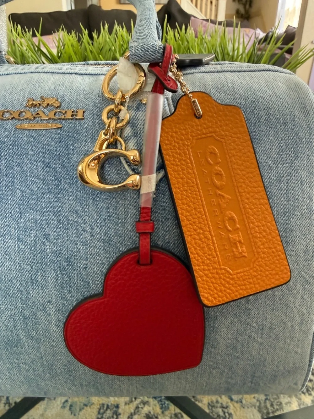 Coach Outlet Rowan Large Satchel Bag In Loved Denim With Charms
